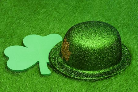 Green hat with shamrock on grass