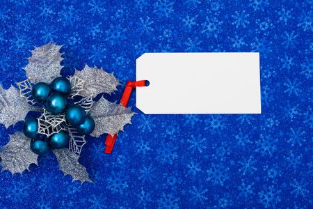 Snowflakes on a blue background, Christmas holiday backgroundの写真素材