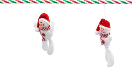 Snowman isolated on a white background, Christmas backgroundの写真素材