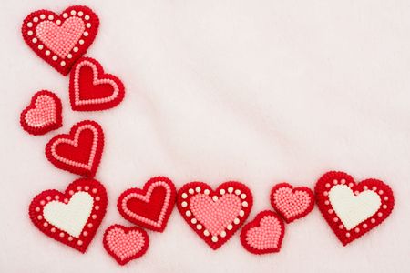 Red hearts making a background, love heartsの写真素材