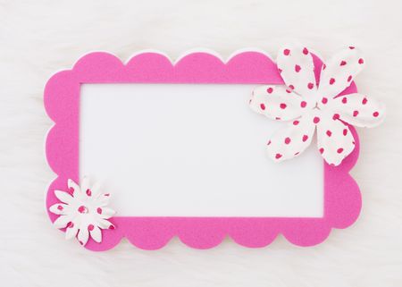 A pink card with flowers on a white background, pink flower cardの写真素材