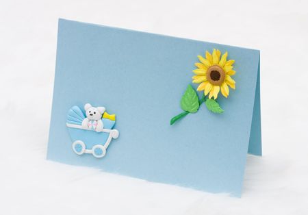 A blank card on a white background, Welcoming a new baby の写真素材