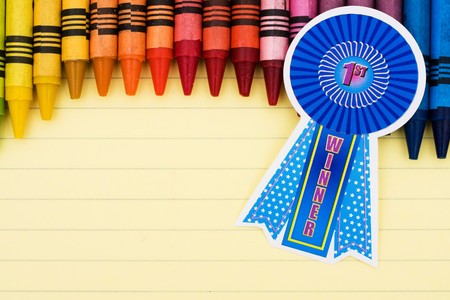 Colorful crayons on a sheet of lined paper, Successful Learningの写真素材