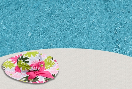 Pink flowered sun hat on a white background, Summer Time