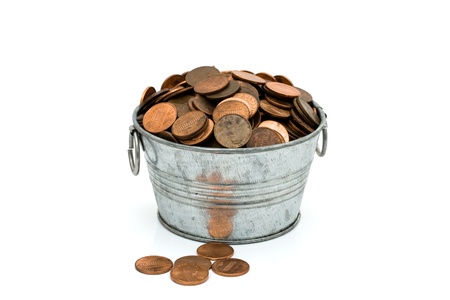 Bucket of money, Having a lot of moneyの写真素材