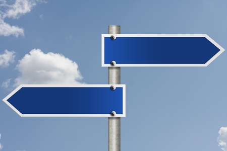 An American road sign with sky background and copy space for your messageの写真素材