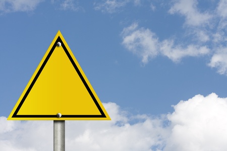 An American road warning sign with sky background and copy space for your message, Blank Warning,