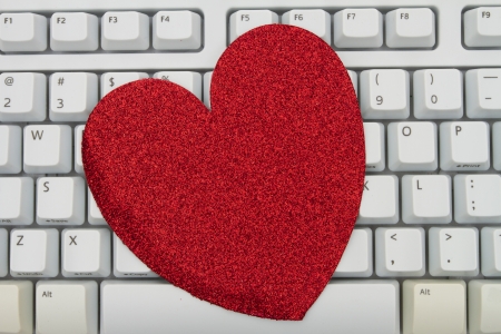 Computer keyboard keys with blank heart with copy space, Online Datingの写真素材