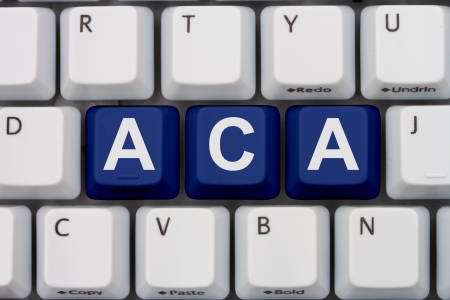 Computer keyboard keys with word ACA, Affordable Care Act Computer keyboard keys with word ACA, Affordable Care Act