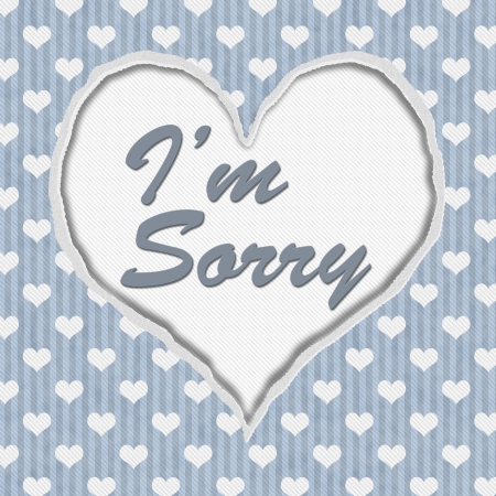 Blue Hearts Torn Heart Background with text I'm Sorry, I'm Sorry Messageの写真素材