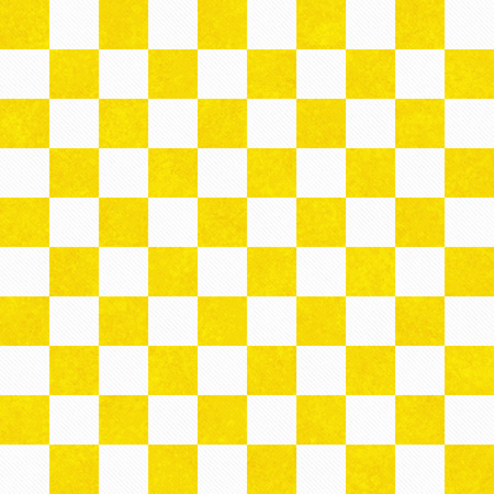 Bright Yellow and White Checkers Textured Fabric Background that is seamless and repeats