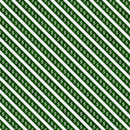Green and White Dollar Signs and Stripes Pattern Repeat Background that is seamless and repeats