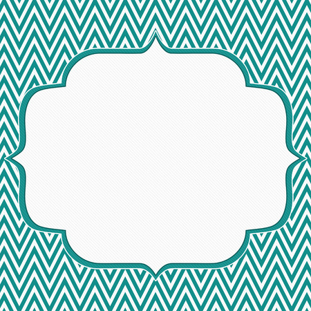 Teal and White Chevron Zigzag Frame Background with center for copy-space,の写真素材