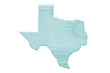 Map of the state of Texas United States of America made of blue wood isolated on whiteの写真素材