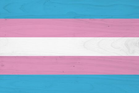 A transgender flag on with wood texture for a backgroundの写真素材