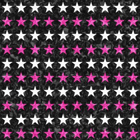 Pink, black and white star abstract seamless and repeat textured pattern backgroundの写真素材