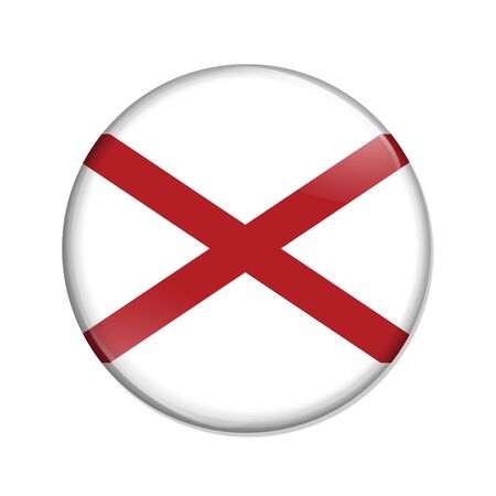 Alabama state flag of the USA badge button isolated over whiteの写真素材