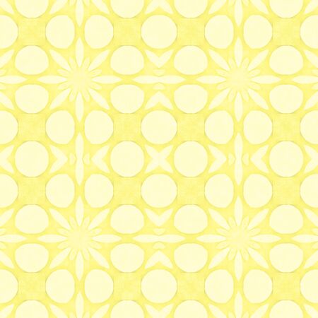 Yellow star flower geometric detailed seamless and repeat textured pattern backgroundの写真素材
