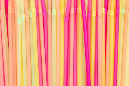 Multi colored plastic strawsの写真素材