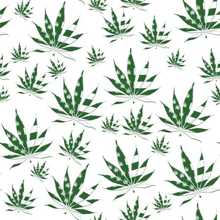 USA Marijuana leaf seamless and repeat pattern  green and white with the stars and stripes of the US flagの写真素材