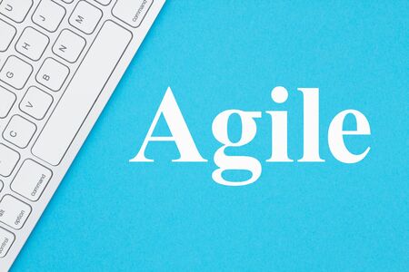 Agile message with gray keyboard on a blue