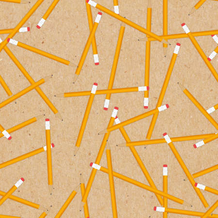 Illustration yellow 2B pencil background that is repeat on paper textureの写真素材