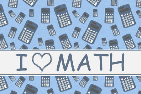 I love math word message on a banner with calculatorの写真素材