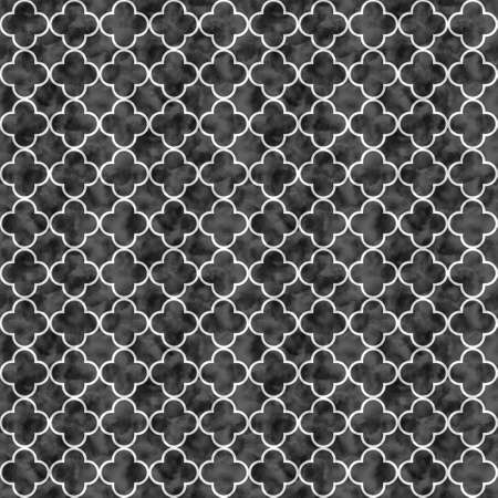 Illustration black and white quatrefoil lines weave material pattern background that is seamless and repeatsの写真素材