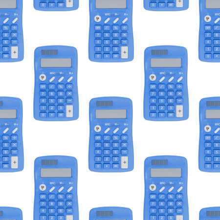 Blue and white Calculator on seamless background that repeats for your math or calculate messageの写真素材