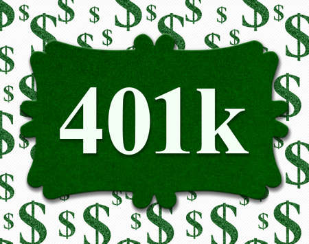 401k message on a green sign with sparkle dollar signs