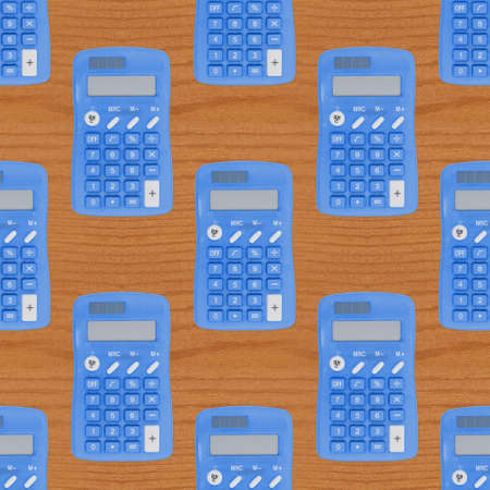 Blue and white Calculator on seamless background that repeats for your math or calculate messageの写真素材