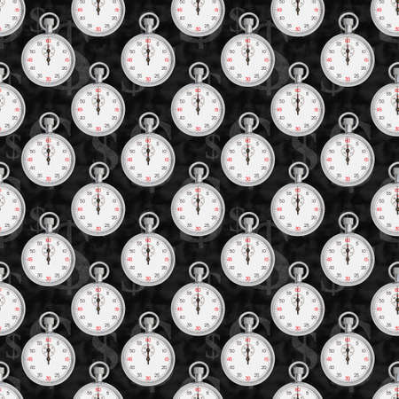 Silver Stopwatch with dollar signs on seamless background that repeats for your time or watch messageの写真素材