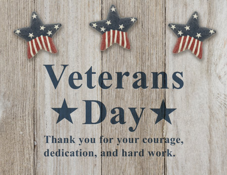 Veterans Day Thank You sign with retro red, white and blue US flag starsの写真素材