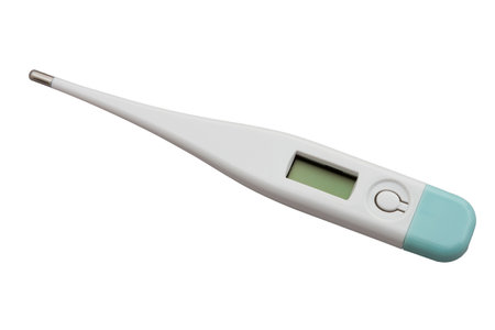 Digital thermometer with a display for taking your temperature isolated on white