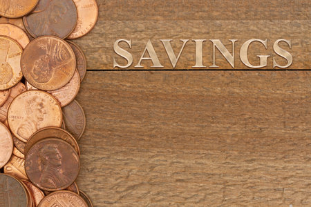 Savings message with a lot of USA pennies money for your financial or money message