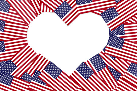 US weed flag heart border isolated on white with copy space for your cannabis or marijuana messageの写真素材