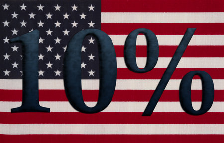 10 percent with US flag with stars and stripes for your holiday USA sales