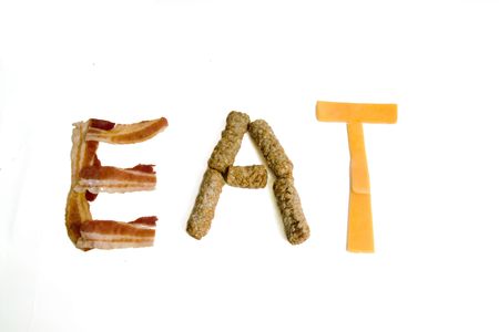 Letters made up of protein rich food stuffsの写真素材