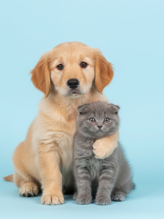 adorable puppy and kitty Shelter dogs, take a dog home, pets, shelter for dogs and cats, faithful friend for advertising, for banners. High qualityの素材