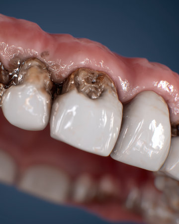 Rotten tooth, caries, health, personal hygiene, dental problems. High qualityの素材