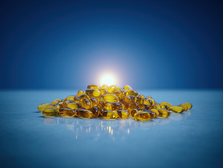 Fish oil tablets, medications, medicine, scheduled pill intake, for banners, for advertising. High qualityの素材