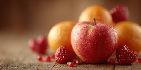 Several red apples on an old wooden table red apple fruit ready to be juiced Apples. organic fruit. apple farming. close-up. High qualityの素材