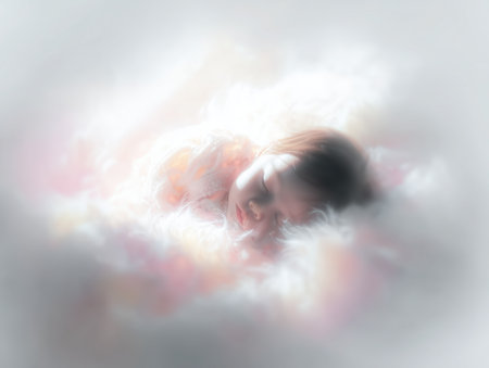 Sleeping baby, sweet child's sleep, little child on pillow, for advertising, for banner, airy sleep, lightness, for diapers, for wipes. High qualityの素材