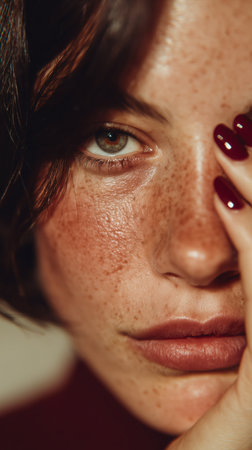 Portrait of Young woman model High fashion aesthetic model. Stylish modern woman. Face of professional fashion model. High quality photoの素材