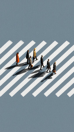 The concept of individuality, not like everyone else, a special person, telling the truth, people cross the road at pedestrian crossing. High qualityの素材