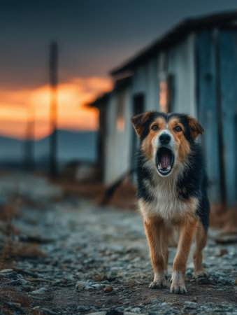 Angry dog bares his teeth Evil Dog, raped dog, Angry Aggressive Mad Dog Concept Of Mad Dog Attack. High quality photoの素材