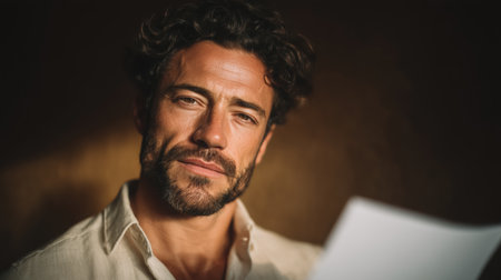 Headshot close up portrait of man confident mature good looking middle age leader, ceo male businessman on blur office background. Handsome senior business man looking at camera. High quality photoの素材