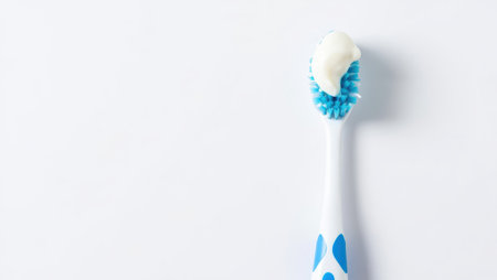 Toothbrush with toothpaste, Fresh breath, dental insurance, personal hygiene, brushing teeth in the morning, care from childhood, morning routine. High qualityの素材