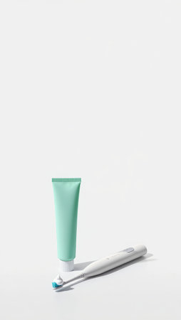 Toothbrush with toothpaste, Fresh breath, dental insurance, personal hygiene, brushing teeth in the morning, care from childhood, morning routine. High qualityの素材