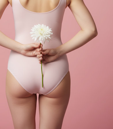 Periods of a beautiful girl, these days, red days, menstruation, hygiene, health care, women days, woman in menstrual panties female thrush. High qualityの素材